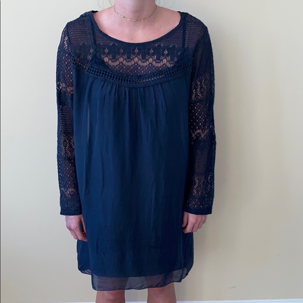 Navy Lace long sleeve dress